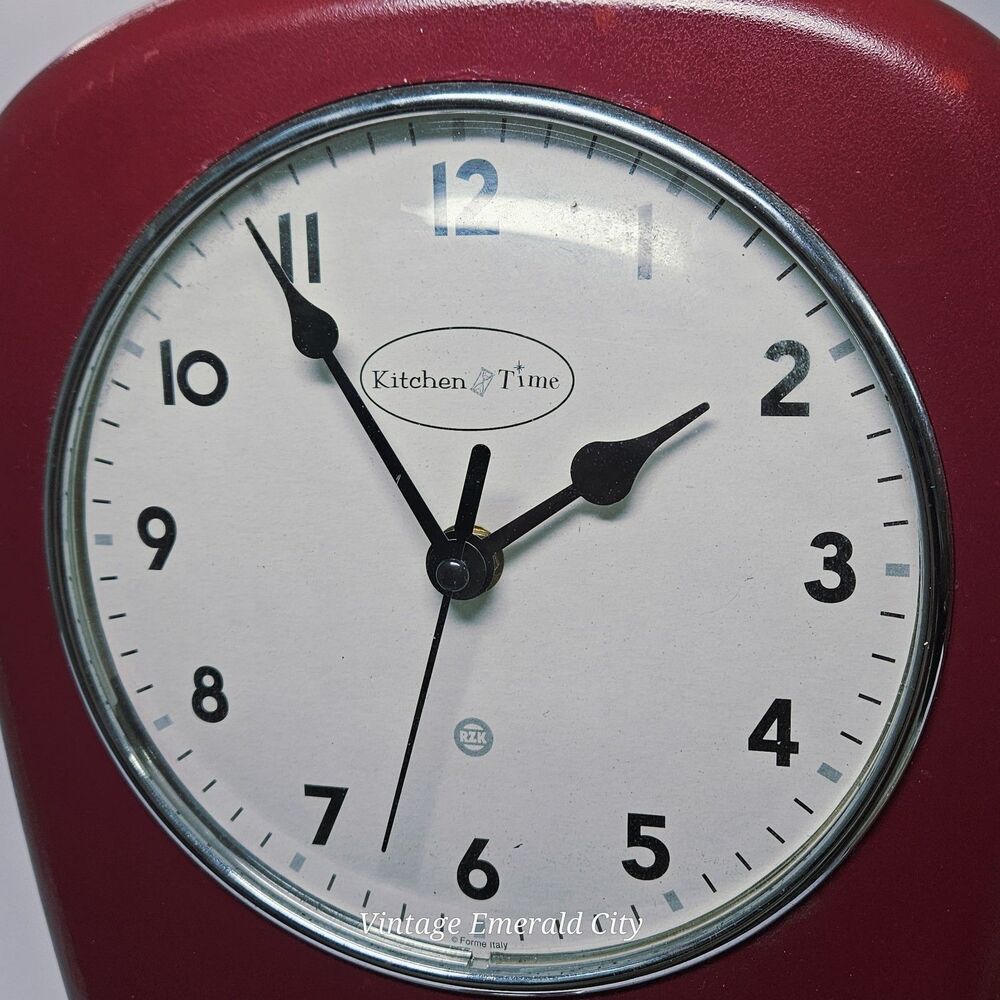 Vtg RZK Kitchen Red Wall Clock & Timer MCM- Needs New analog Clock/Timer Works - Picture 6 of 12